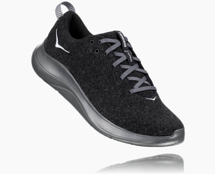 Hoka Løpesko Asfalt Nettbutikk - HOKA ONE ONE Hupana Flow Wool Wide Herre Svart [NO-12BRGF]